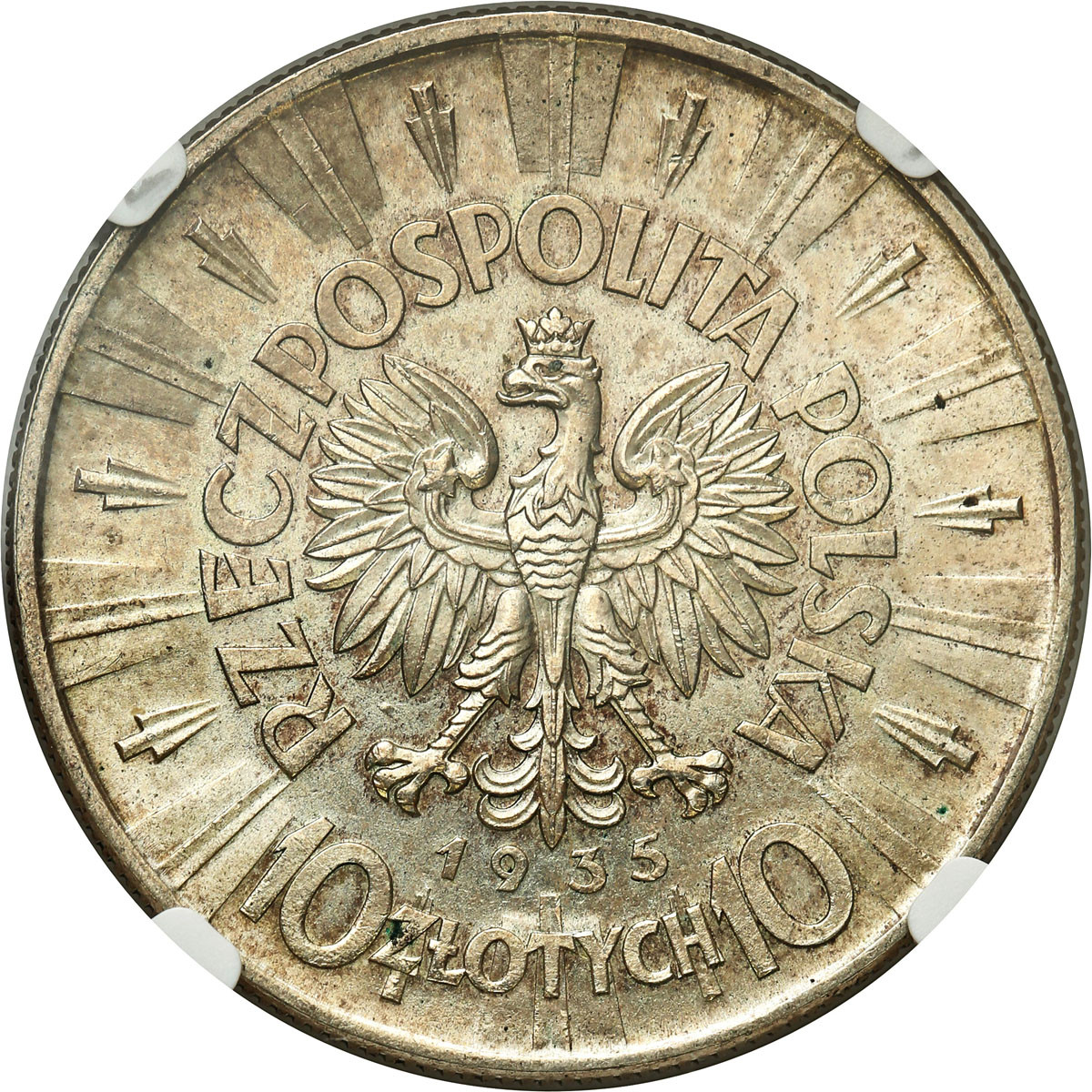 II RP. 10 złotych 1935 Piłsudski NGC MS64 (2 MAX) - WYŚMIENITE